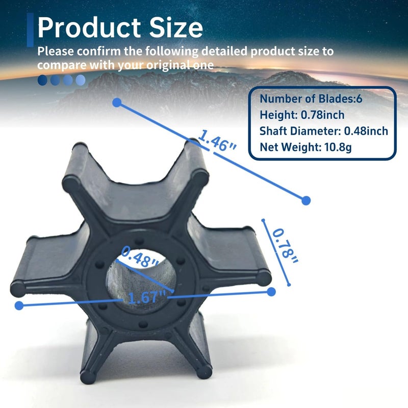 FREPURDO 17400-92D01 Water Pump Impeller Kit for Suzuki Outboard Motors, 17400-96353, 8-9.9 HP, Sierra 18-3255 - Image 2